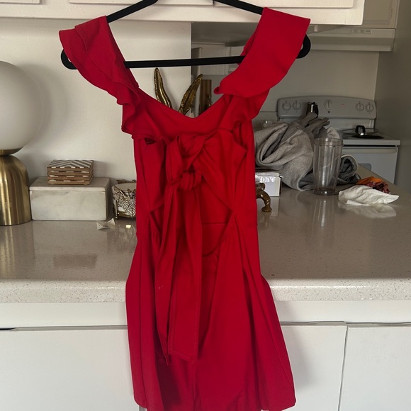 Chic Red Ruffle Romper - Picture 2 of 2
